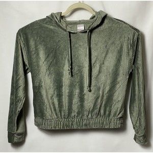 No Boundaries Womens Juniors Knit Sweater Hoodie Green Size L (11-13)Long Sleeve